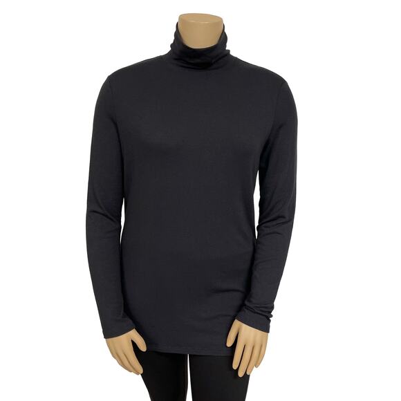 Athleta Threadlight Layer Turtleneck Sz L TALL Black Long Soft Lightweight Tunic - Picture 1 of 8